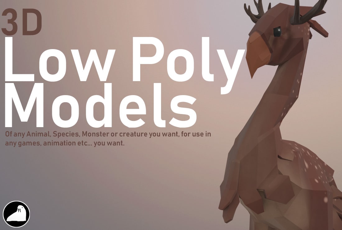Create a 3d low poly model of any animal or creature by Walrusmedia | Fiverr