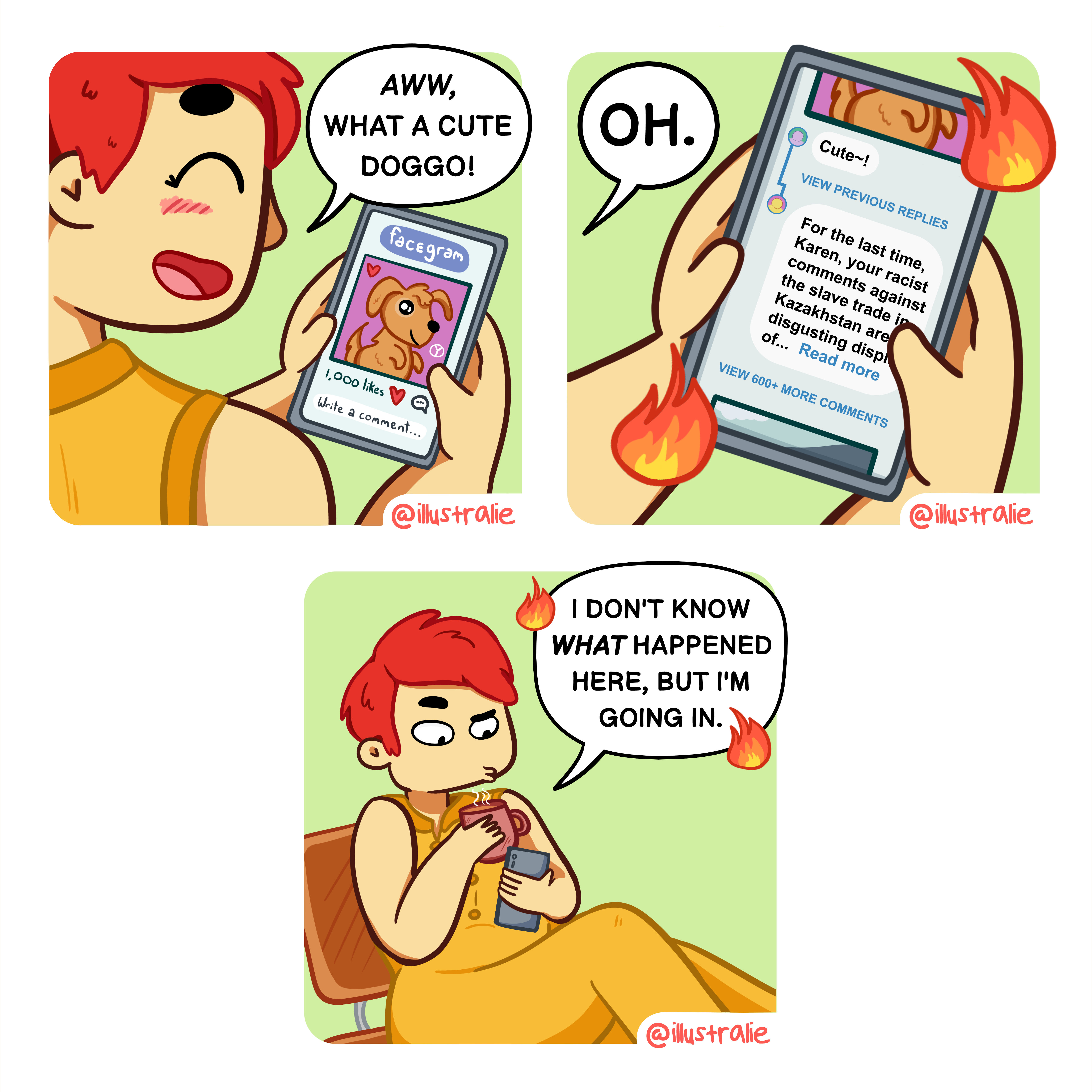 Draw you a funny viral comic strip for social media by Alieangeles | Fiverr