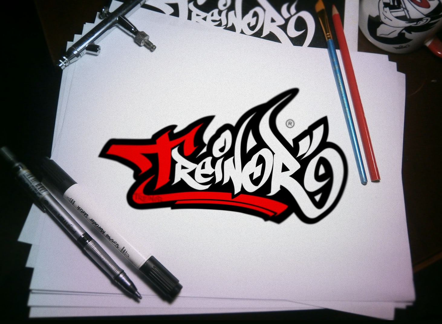 Hand drawn graffiti letters WHAT 2022 New Real Leather Togo