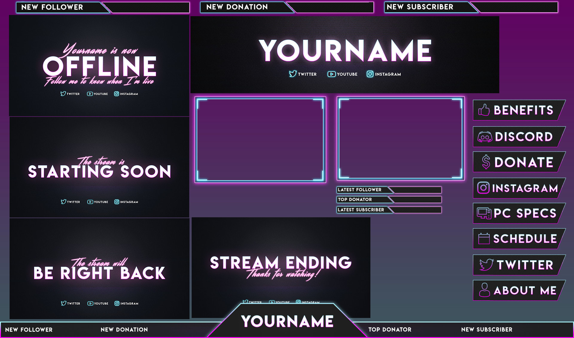 twitch overlays, banners, alerts, panels, and screens by Vandjenn | Fiverr
