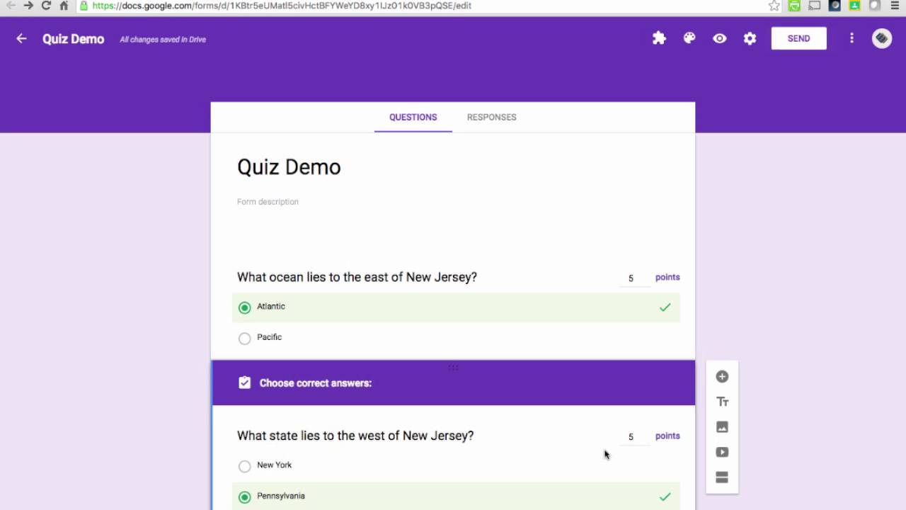 Google Doc Quiz Template