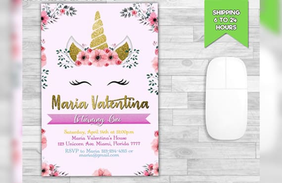 Design Unforgettable Unicorn Invitation Based On Your Ideas By Chidalgo233