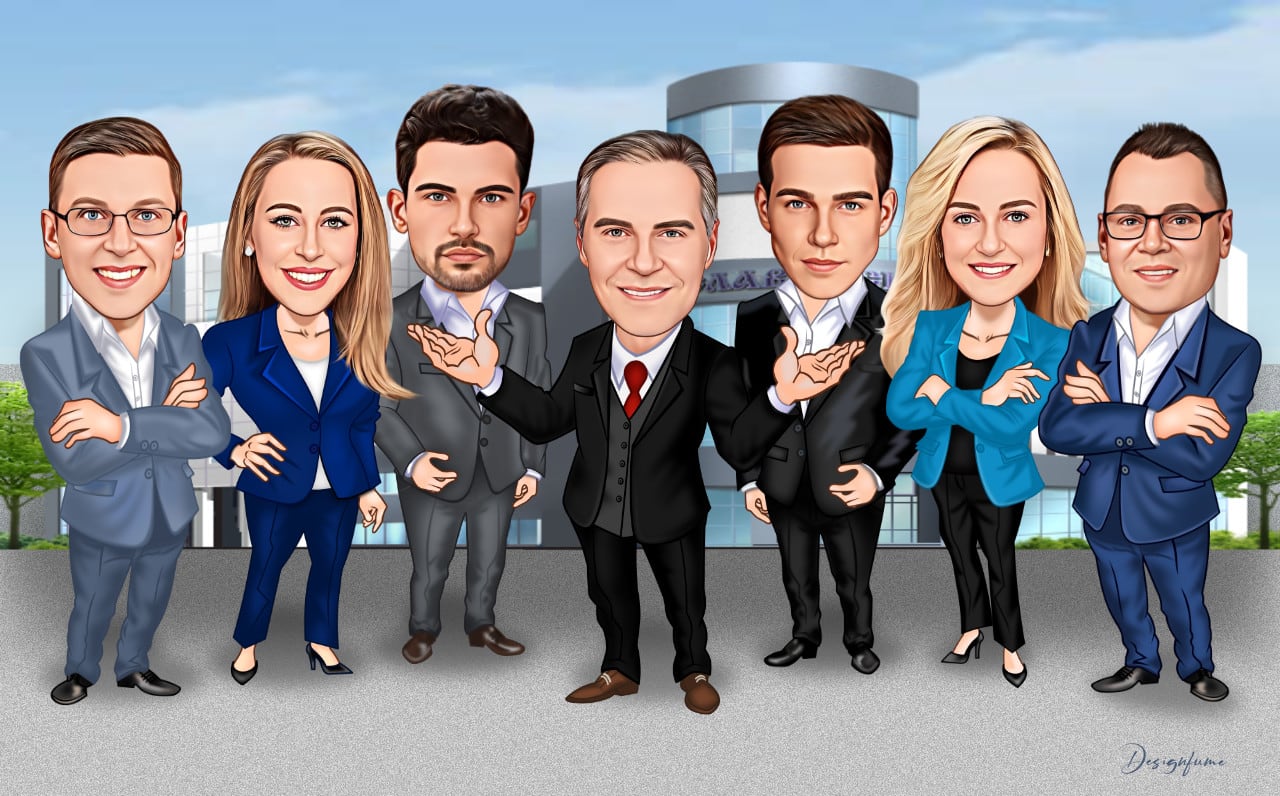 Draw corporate office, group, team, family, cartoon by Designfume | Fiverr
