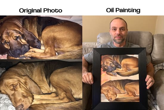 Paint A Realistic Oil Portrait Of Your Dog Cat Or Any Pet By