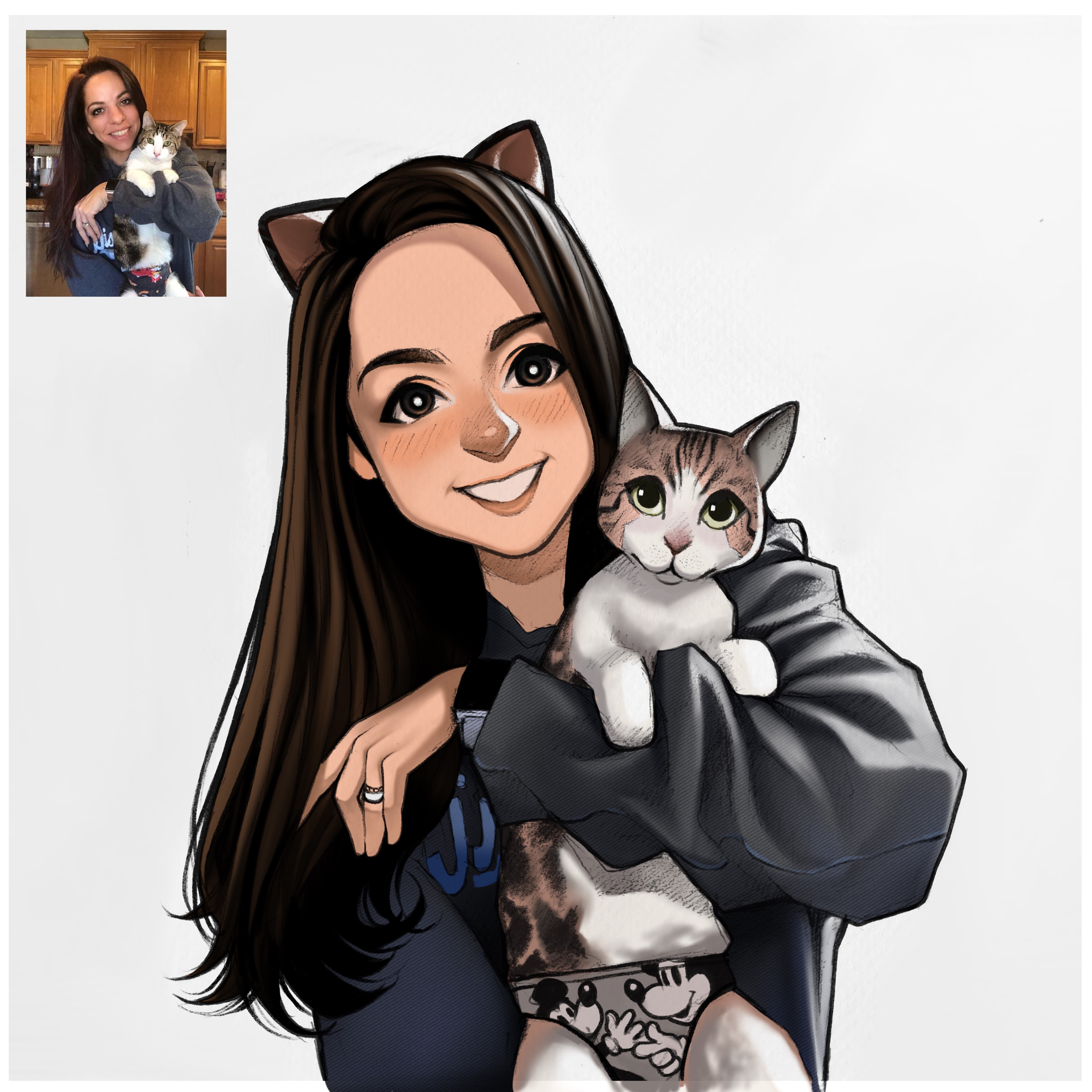 Draw cute cartoon from you and your pet photo in colour by Rudi1097 | Fiverr