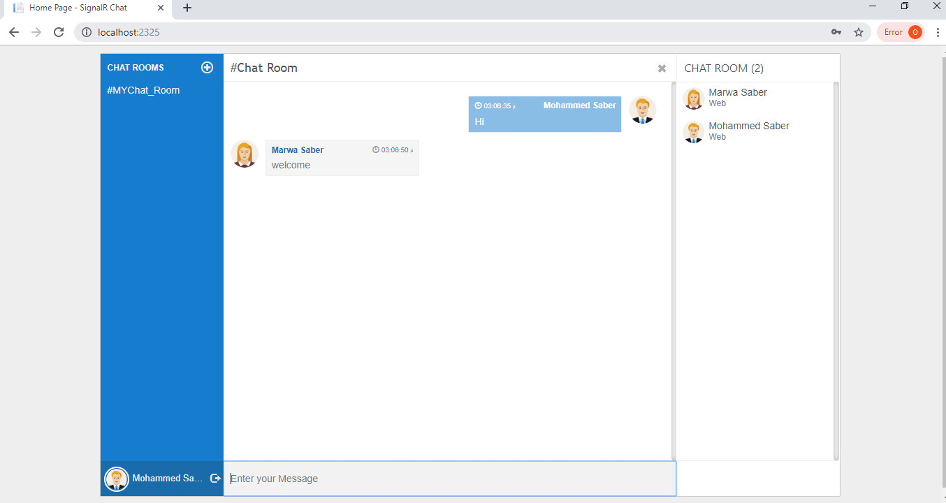 Desktop chat application