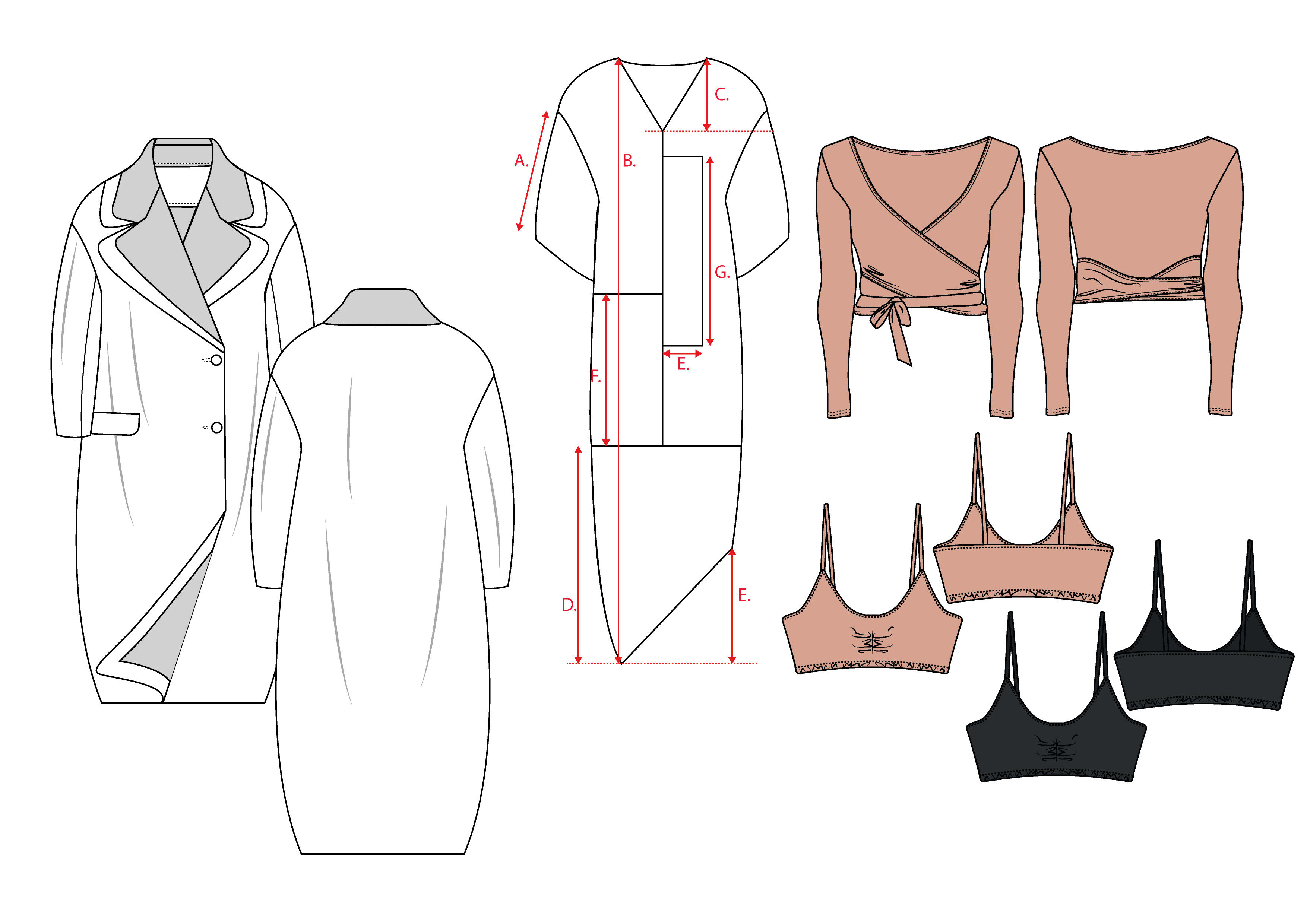 Create a flat sketch of garment by Johannaregardh