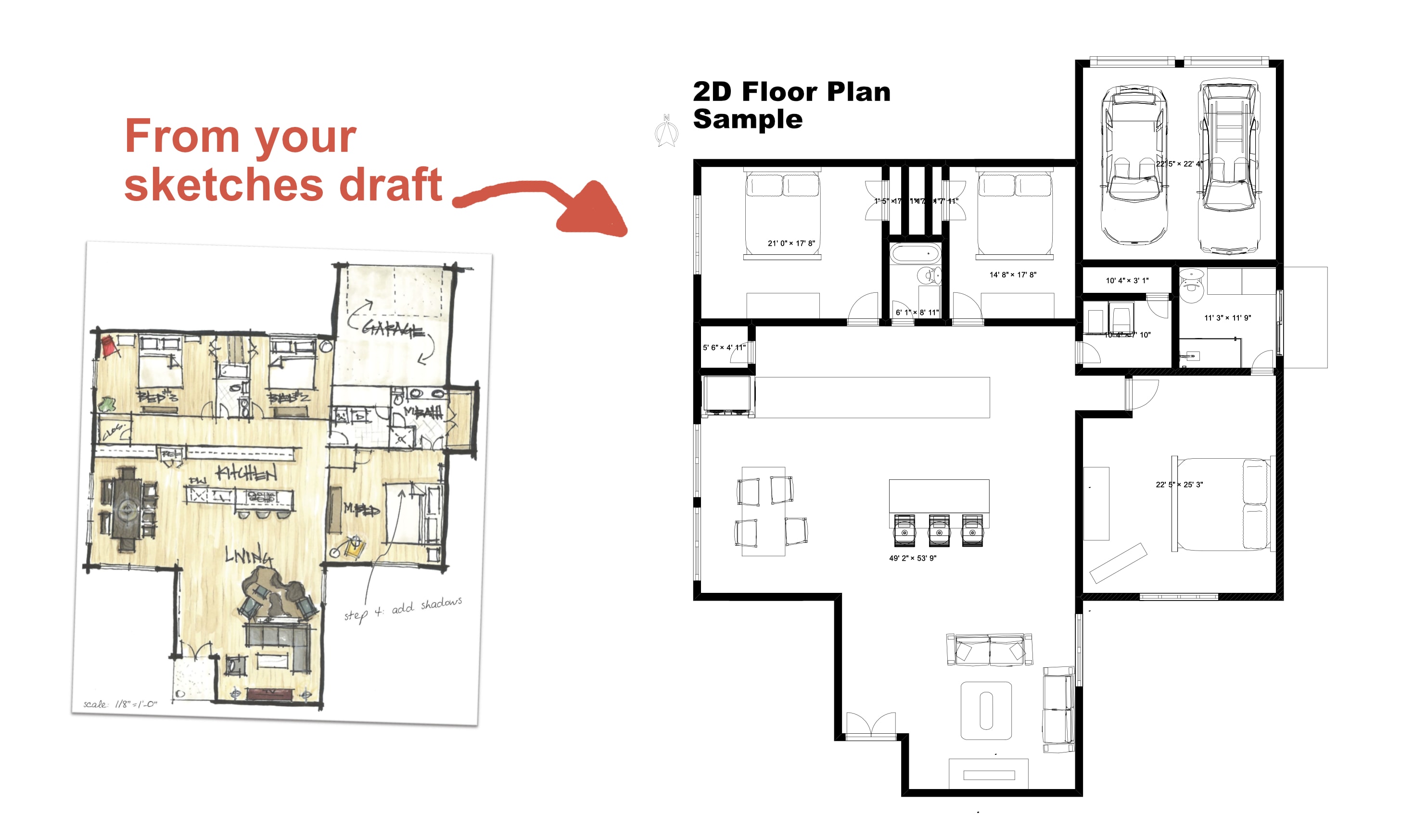 Create A 2d And 3d Floor Plan From Your Hand Sketch By Witkee