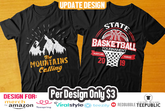Do bulk t shirt design for merch or 