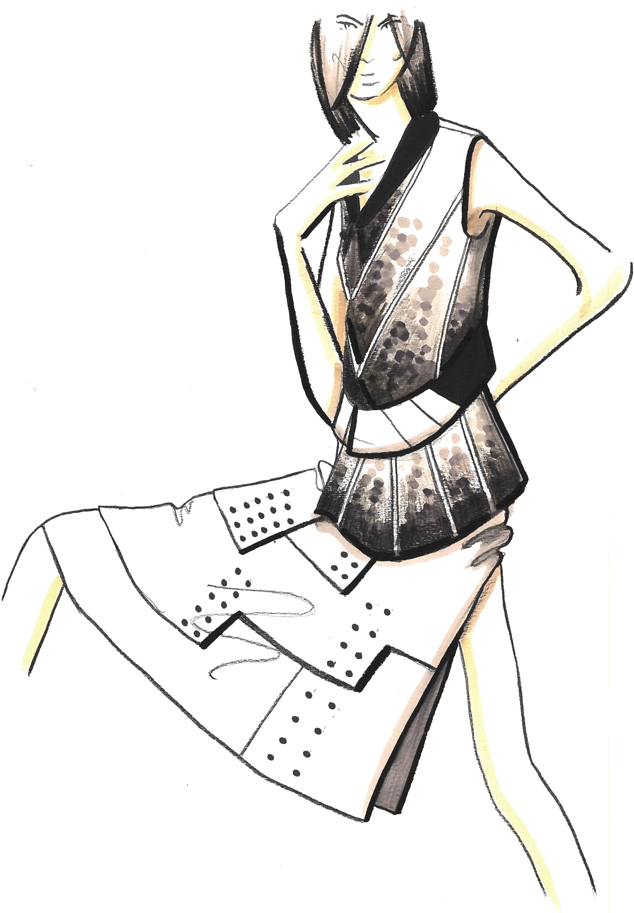 Geometric dress clearance design sketches