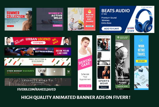 Create creative animated banners for google ads by Raheeljaved | Fiverr