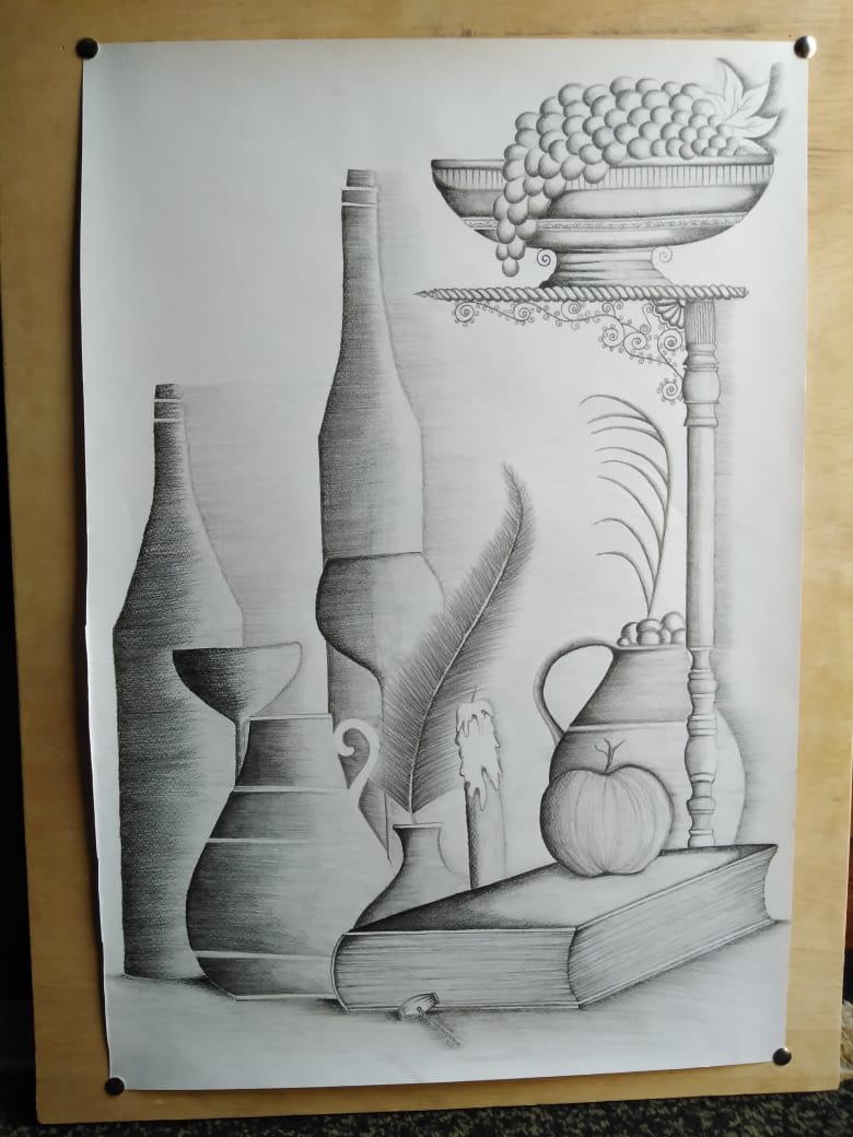 Still Life, Pencil Drawing Stock Photo, Picture and Royalty Free Image.  Image 78023513.