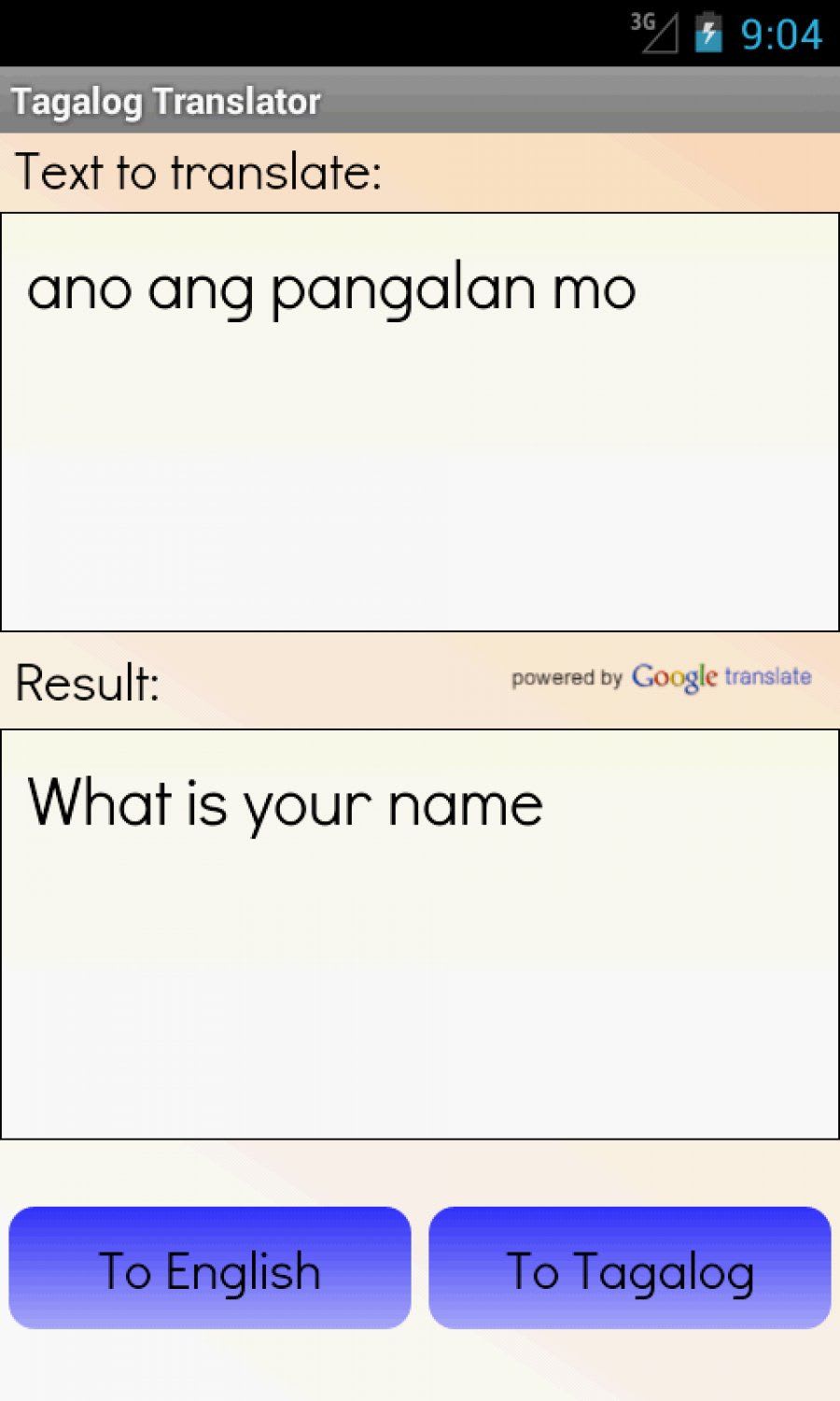 Google translate tagalog to english