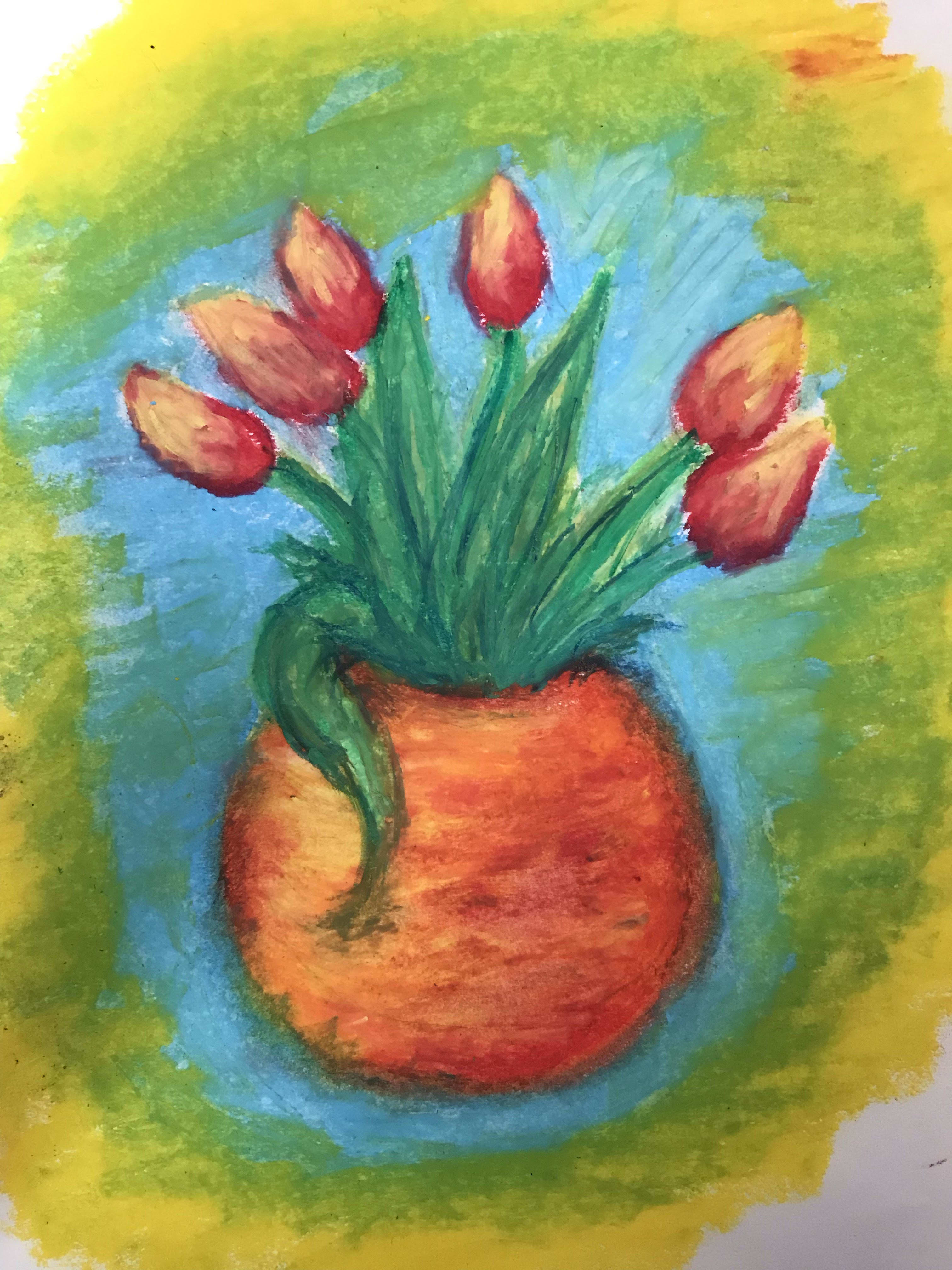 Spring Flowers Original Oil Pastel Drawing on 9x12 Drawing - Etsy Singapore