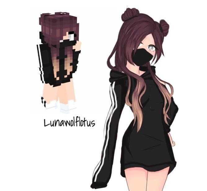 Make A Digital Anime Art Of Your Minecraft Skin By Lunawolflotus