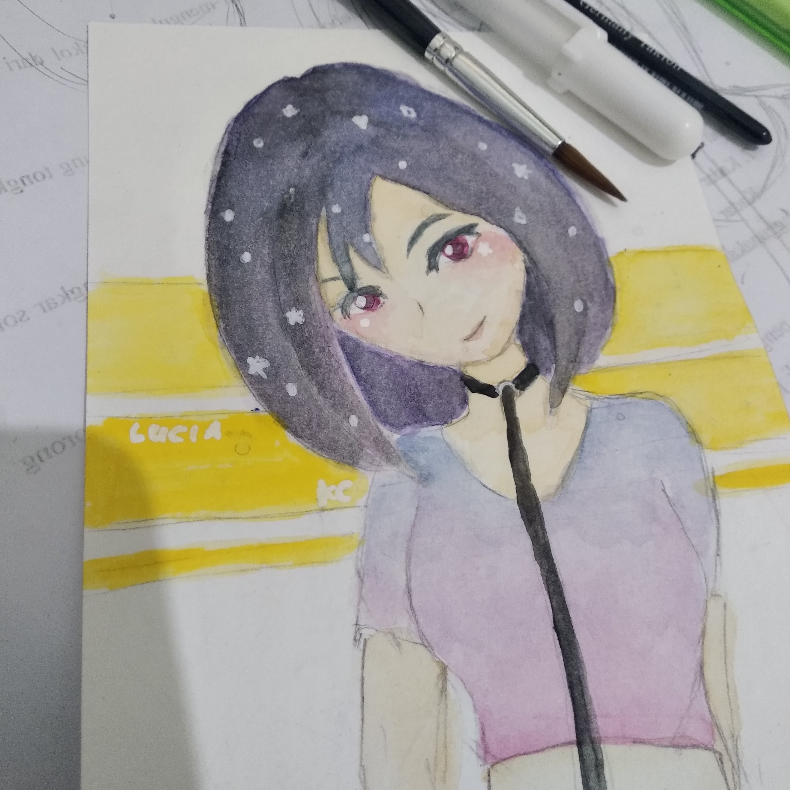 Anime style watercolor painting by Claire_comm | Fiverr