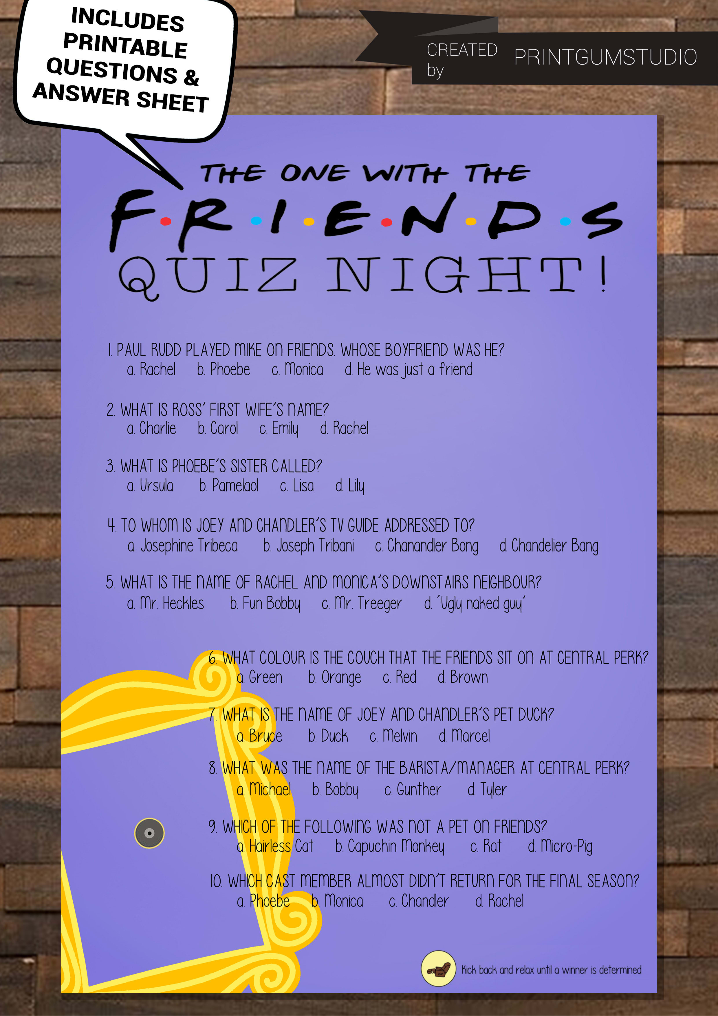 Create Custom Trivia Game Printable Party Quiz By Printgumstudio Fiverr