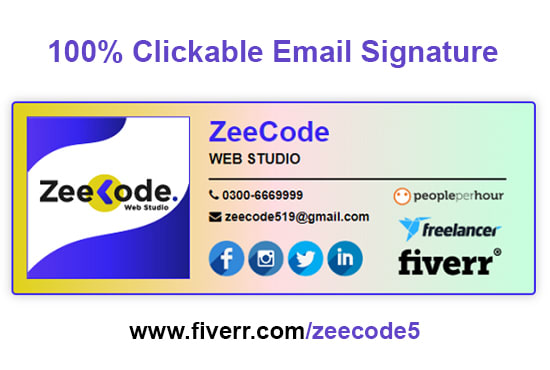 Design Clickable Html Email Signature By Zeecode5 Fiverr