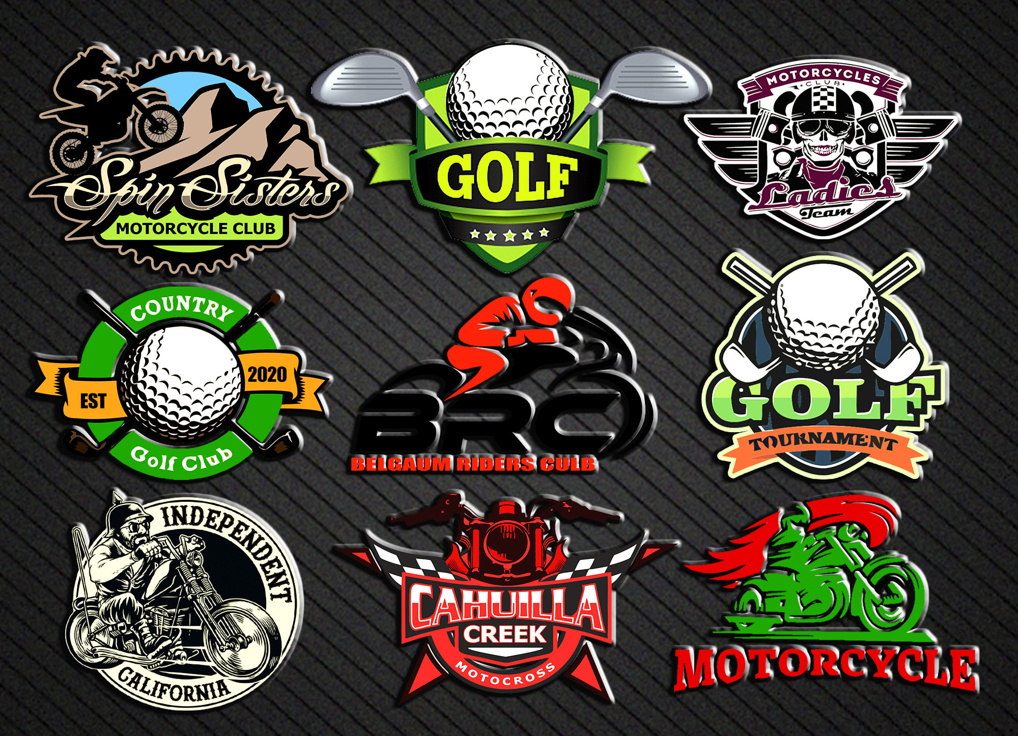 Super Golf Logo design - Logo design of two colorful golf clubs