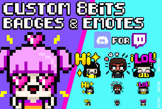 Make Custom 8bit Pixel Art Twitch Discord Badges And Emotes By
