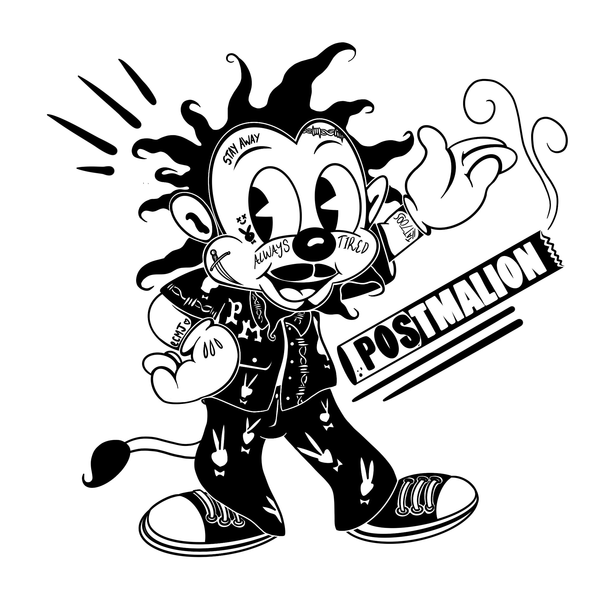 Black and white vintage cartoon character or logo by Ecmojo | Fiverr