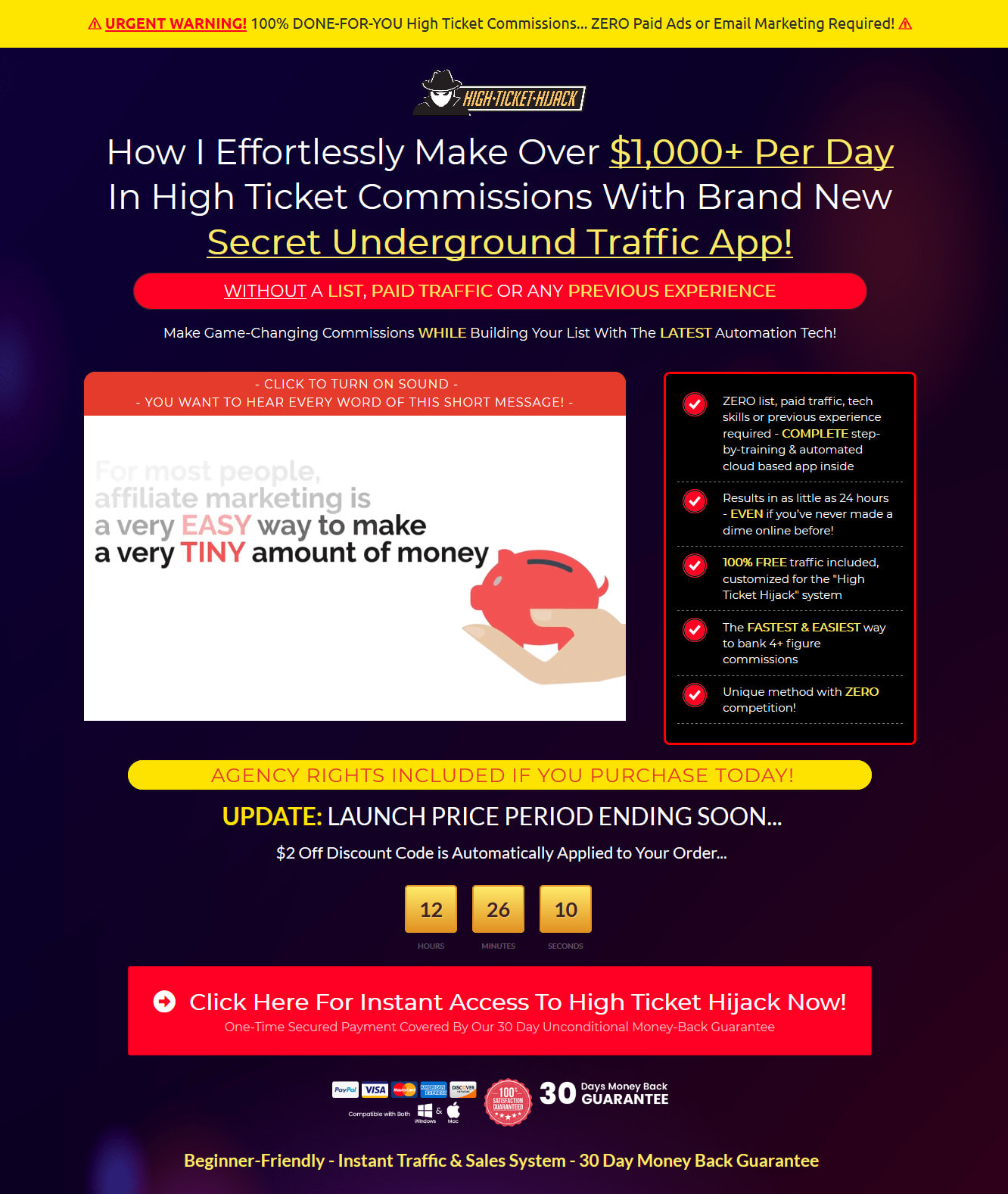 High Ticket Heist Review - Source Of Buyer Traffic 100-200 Clicks Daily To  Your Offers.
