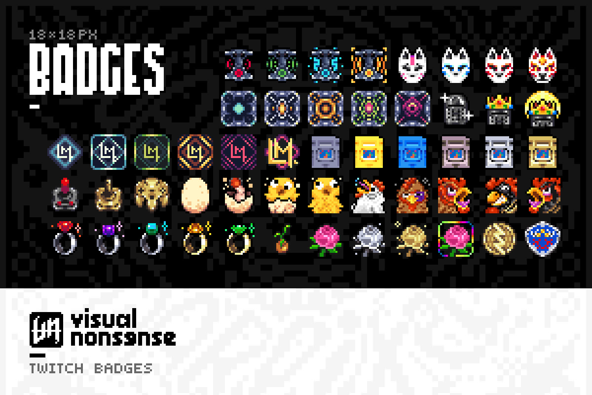 Pixel Sword Twitch Badges - Gaming Visuals