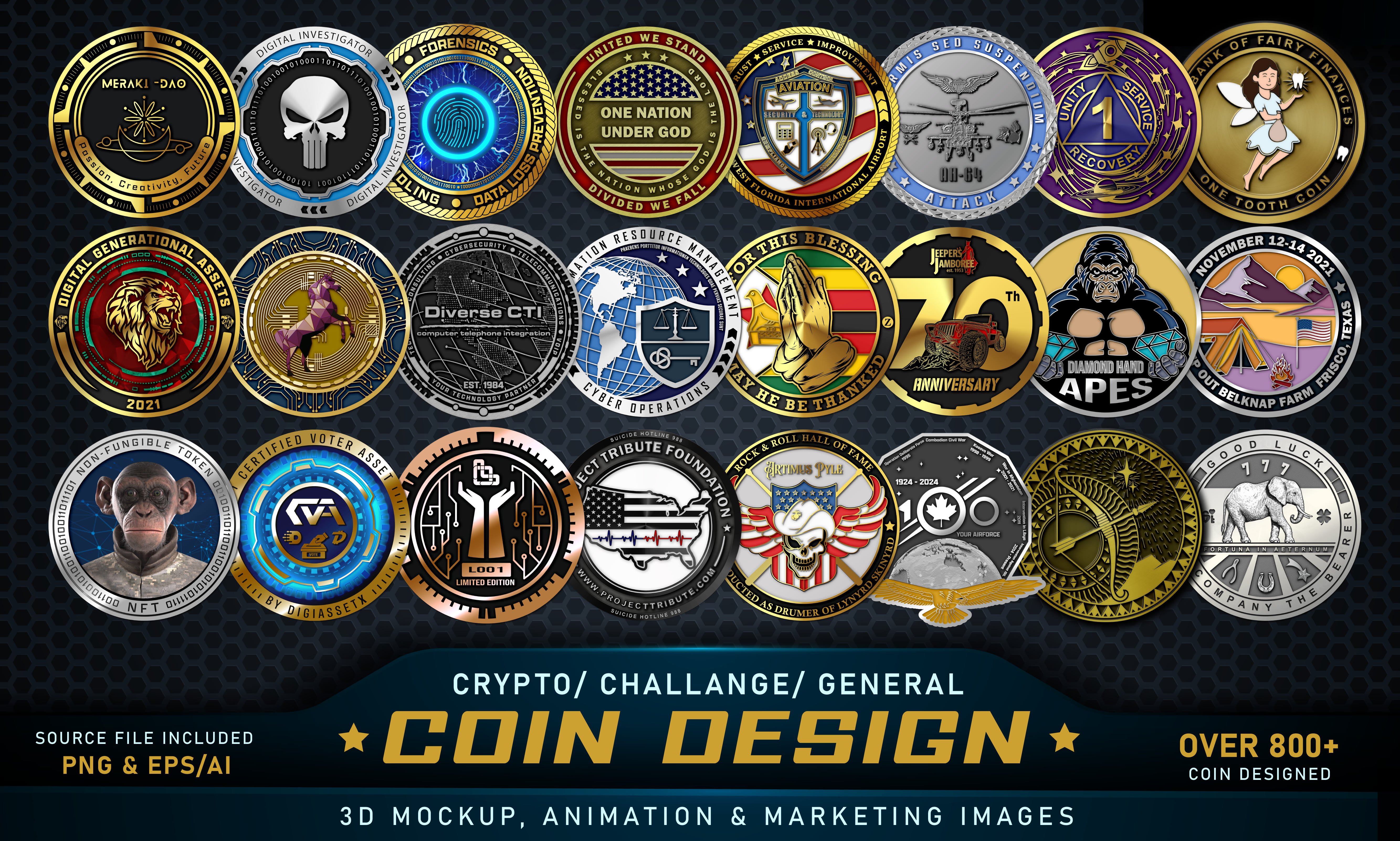 Do a cryptocurrency token challenge coin and coin design by