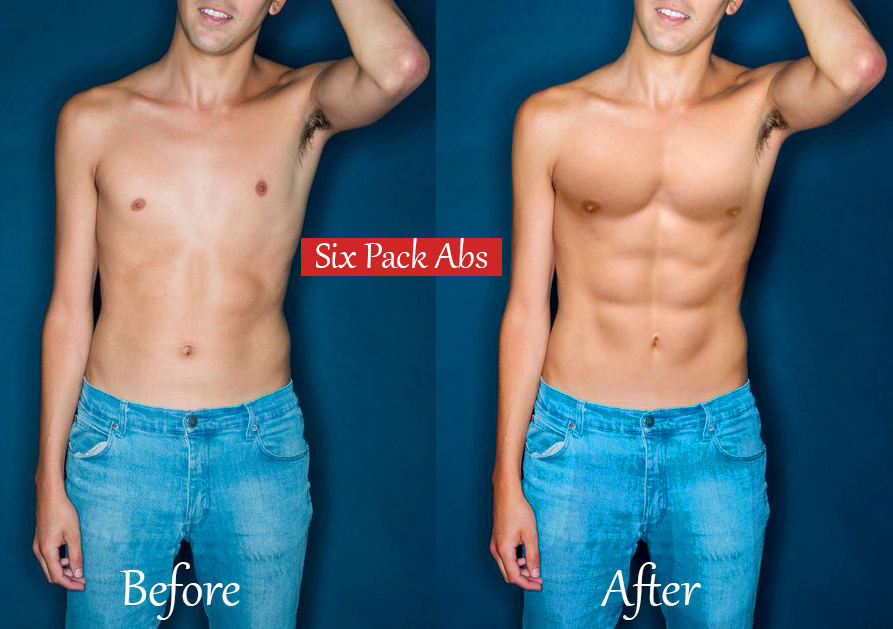 Realistic retouching, 6 pack abs, body slimming, muscle toning or enhancing