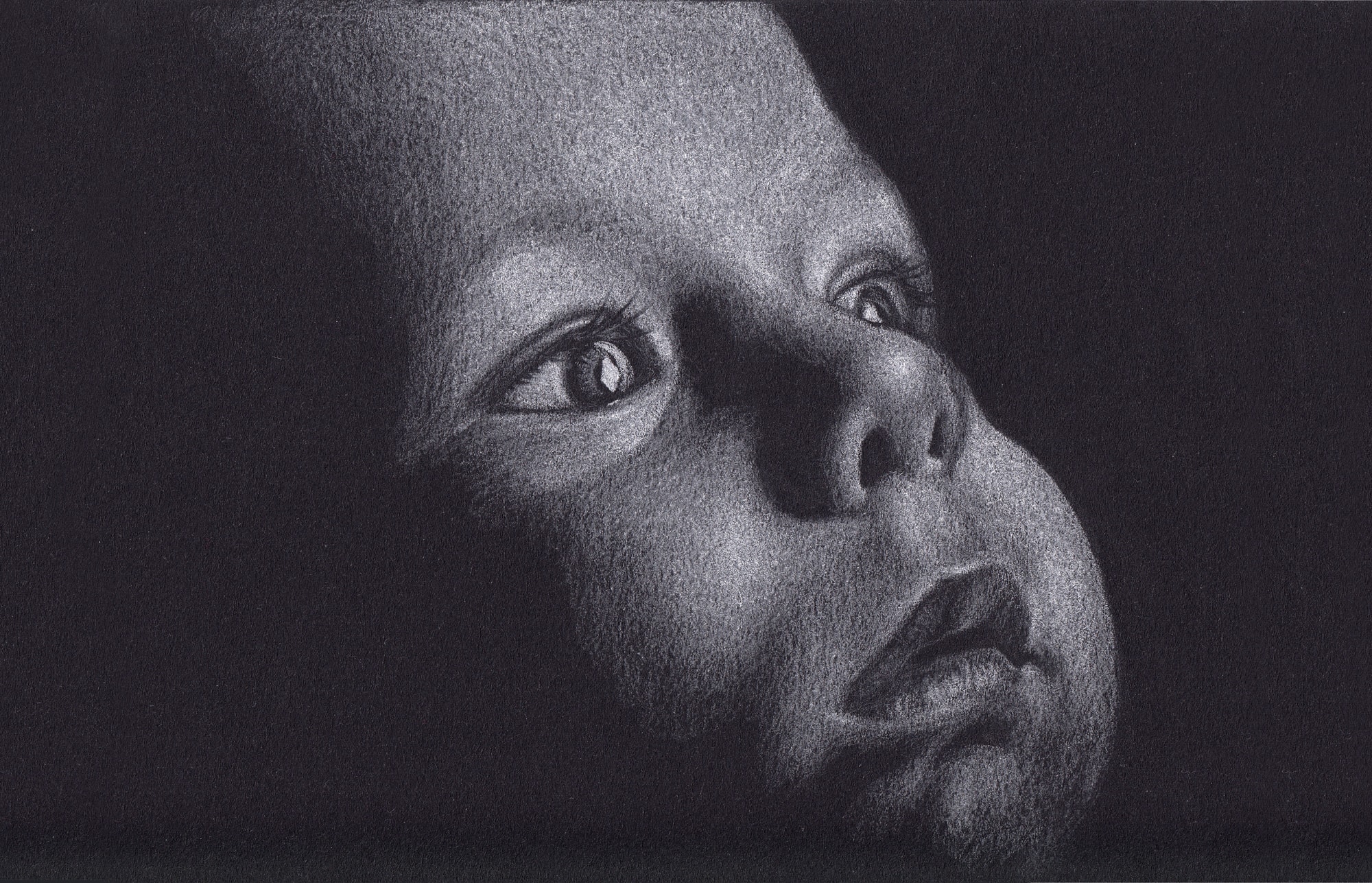 Draw A Portrait With White Pencil On Black Paper By Iiii Iiii