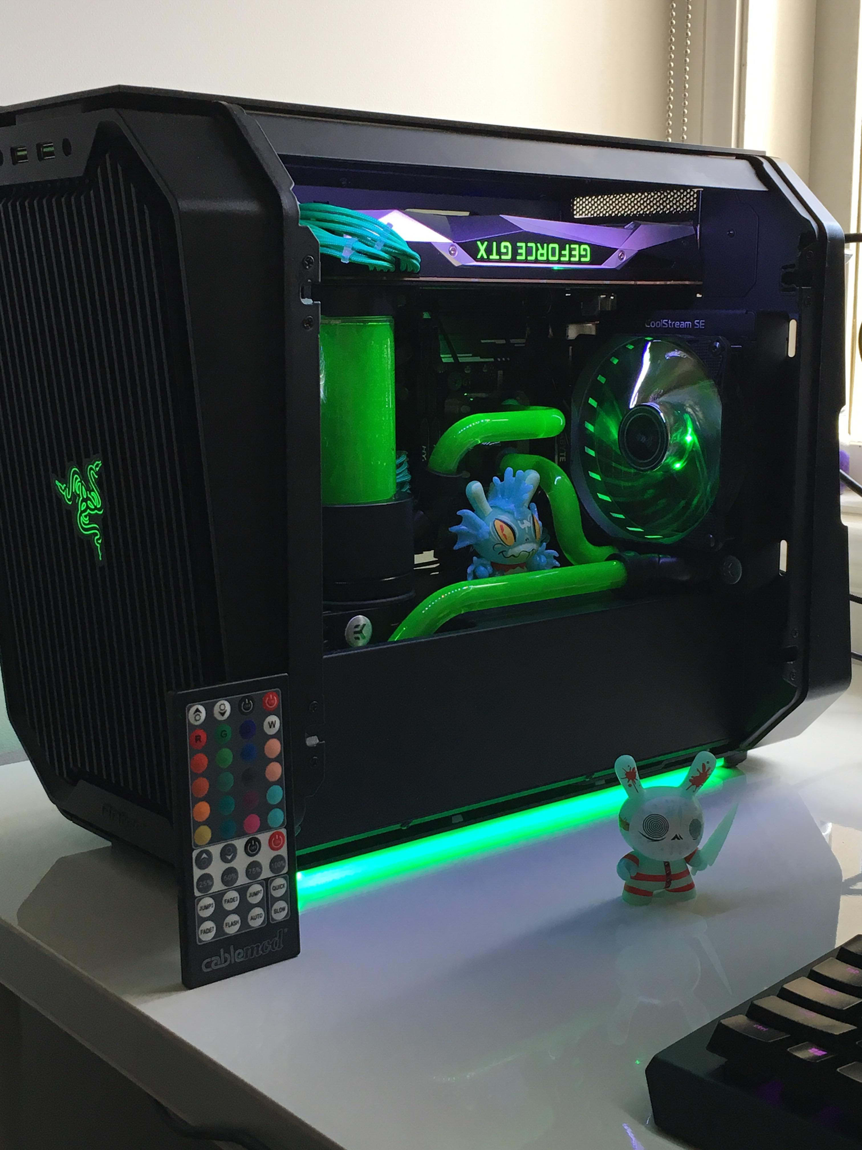 green water cooled pc