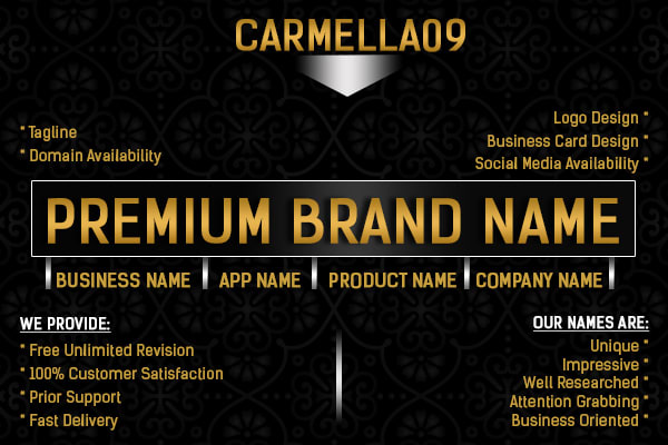 Develop A Premium Name Ideas For Your Business Brand And Logo Design By Carmella09 Fiverr