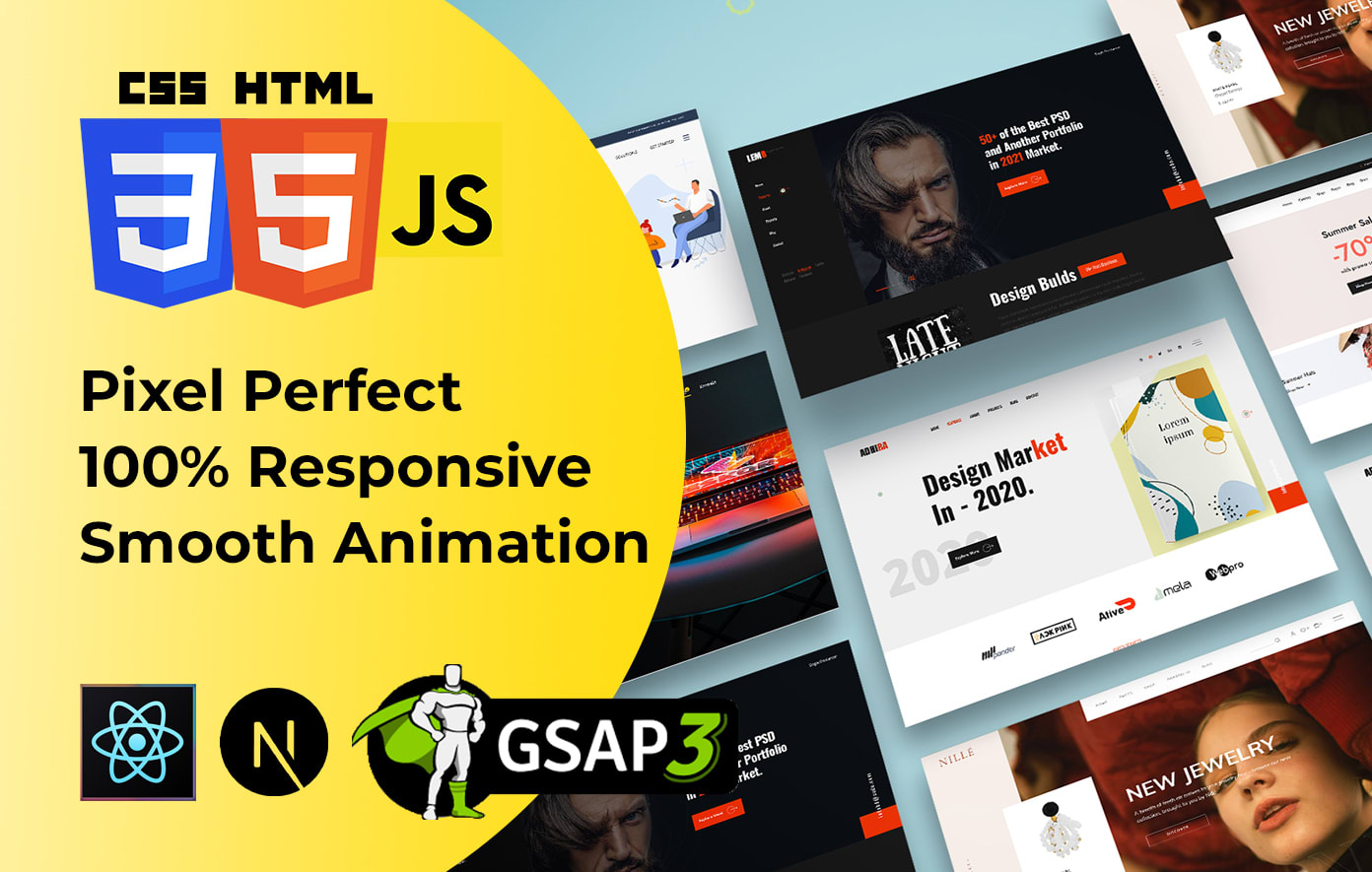 Convert psd, xd, figma to html, react js with gsap animation on website by  Sumon7867 | Fiverr