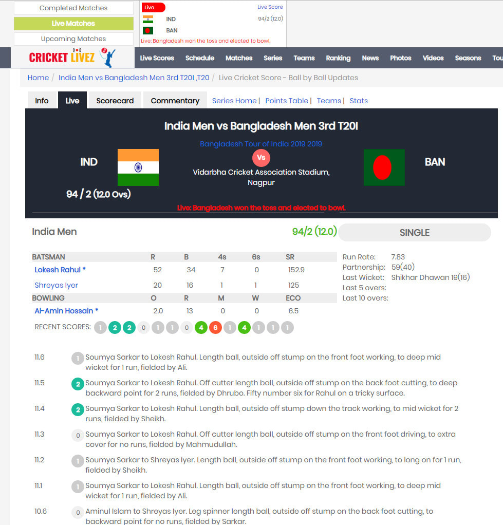 cricket scoring website