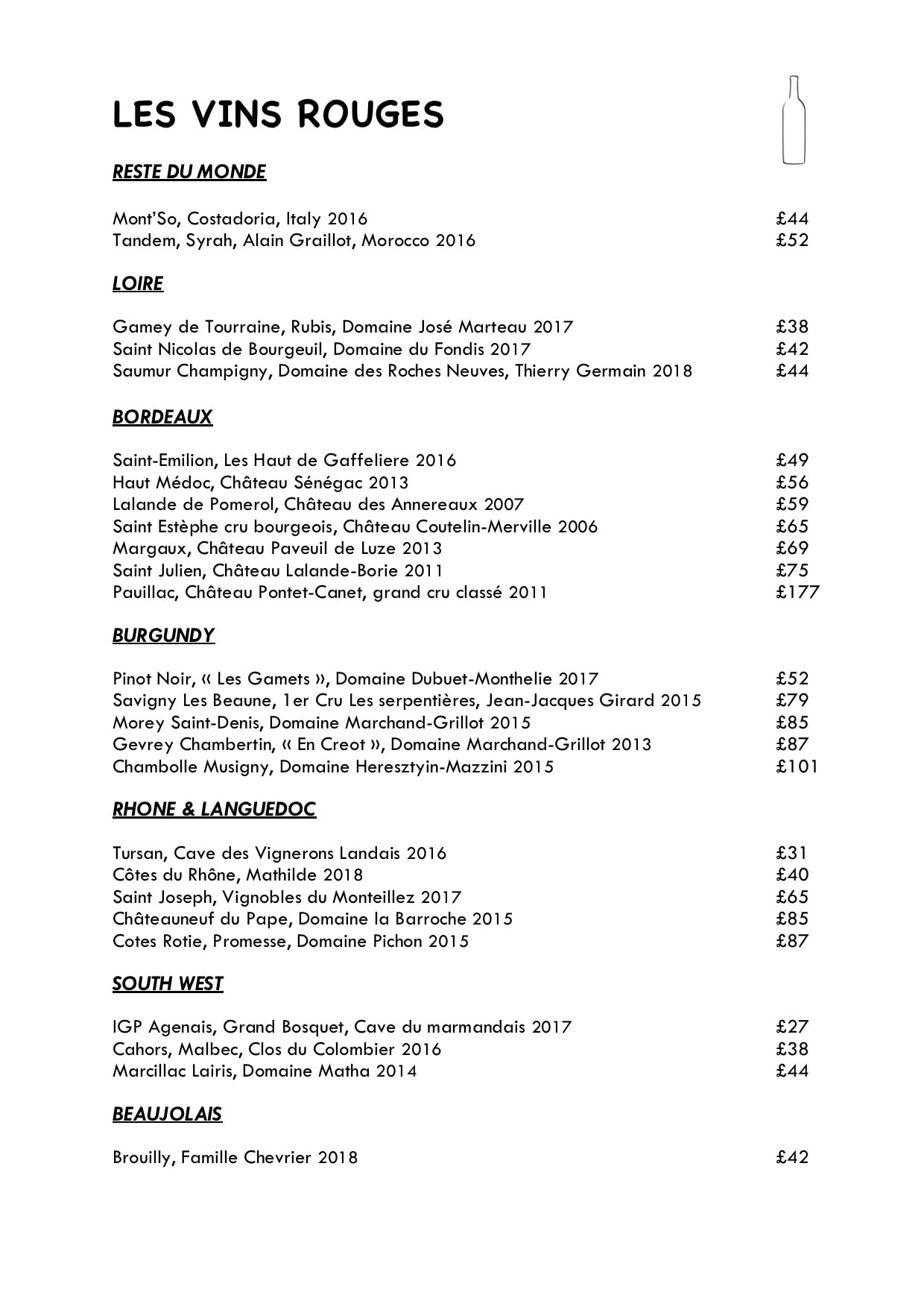 2015 wine list