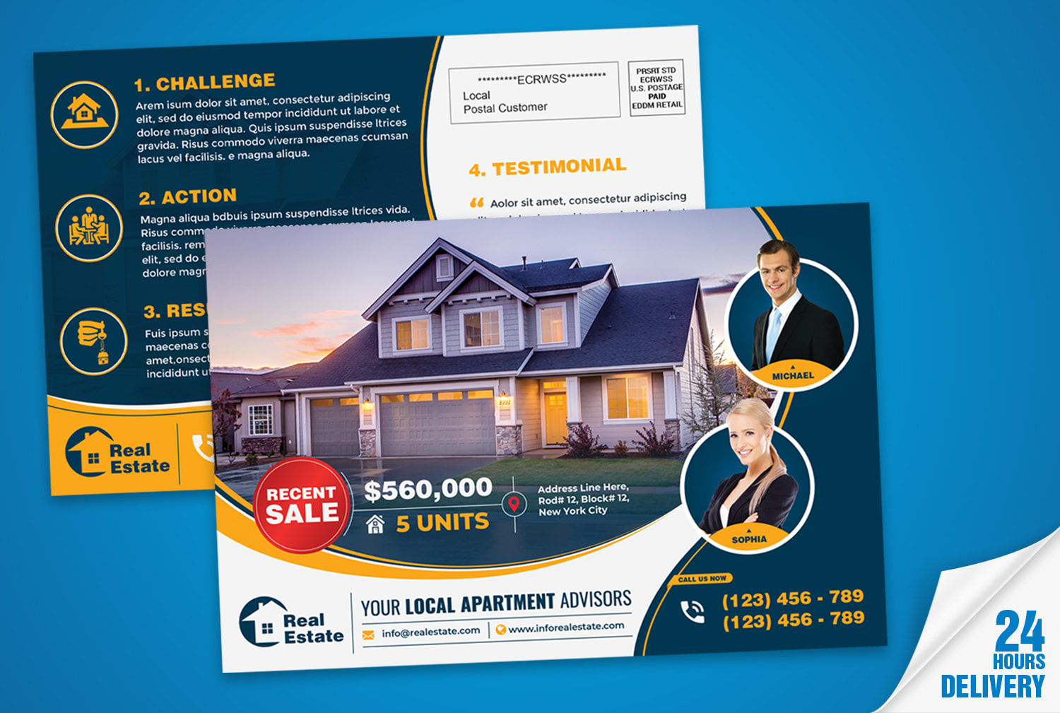 Design real estate postcard, direct mail eddm, flyer in 20hrs by Intended For Property Management Postcards Templates