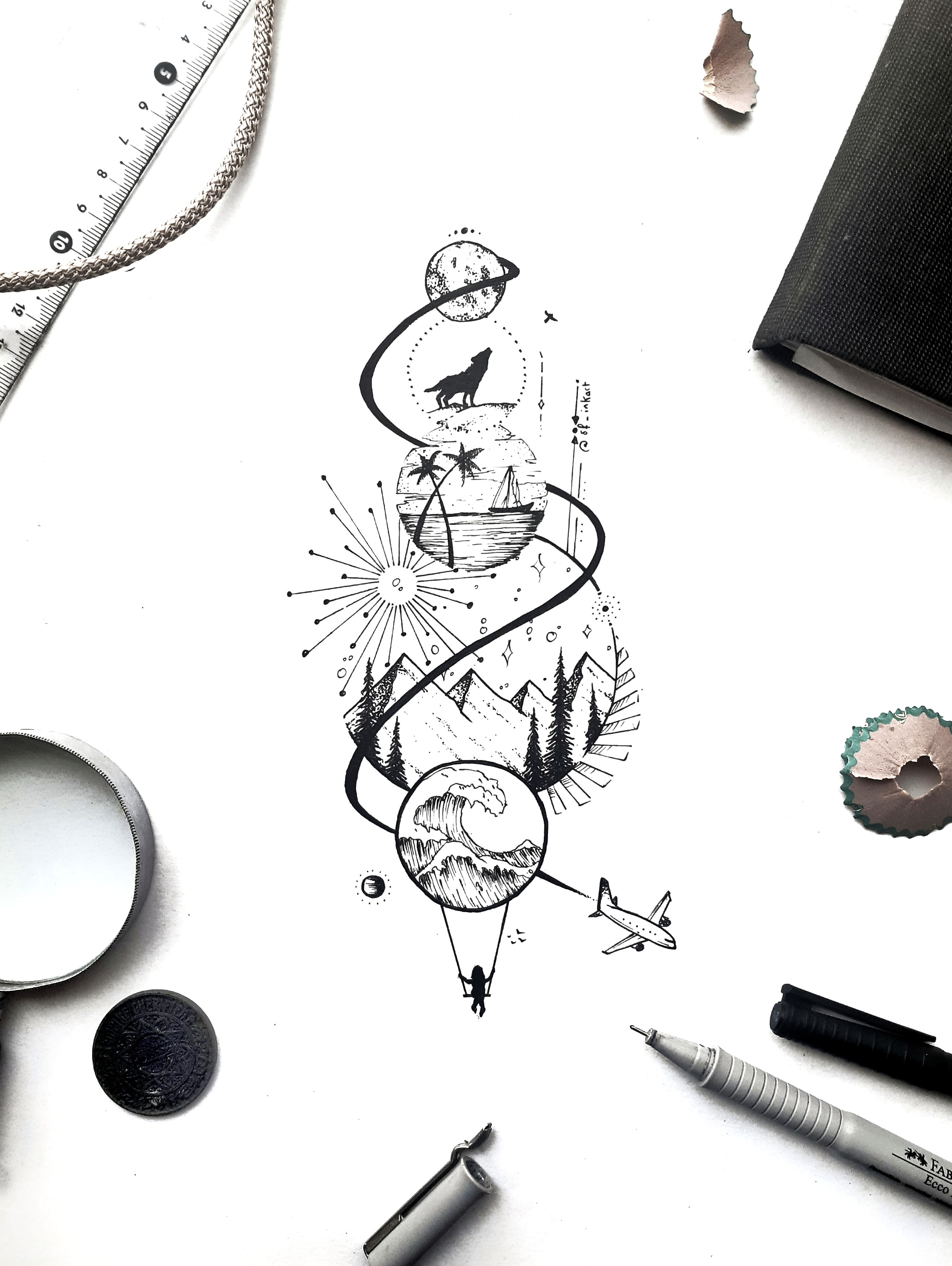 Hand draw a geometric tattoo design in my style by Soufianelfanany | Fiverr