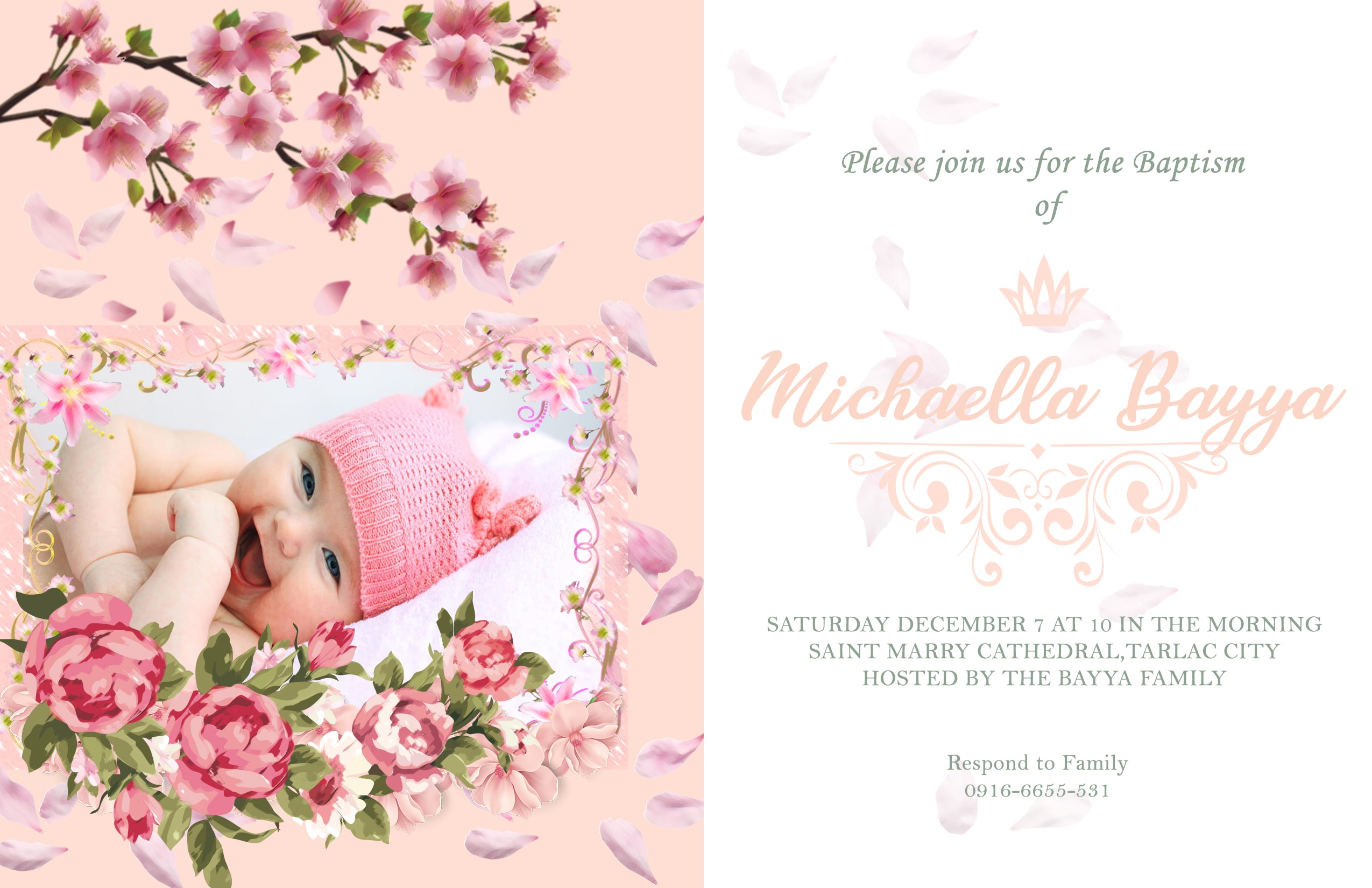 Create a baptism invitation card by Teofilobayya  Fiverr Inside Baptism Invitation Card Template