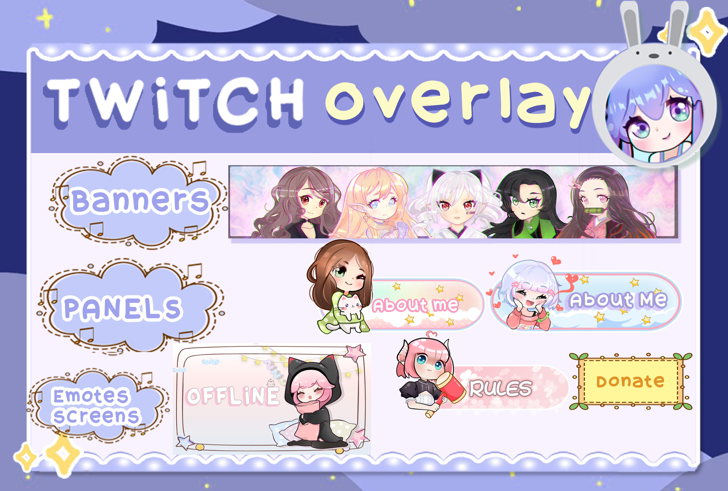 Twitch Anime Overlay Projects  Photos videos logos illustrations and  branding on Behance