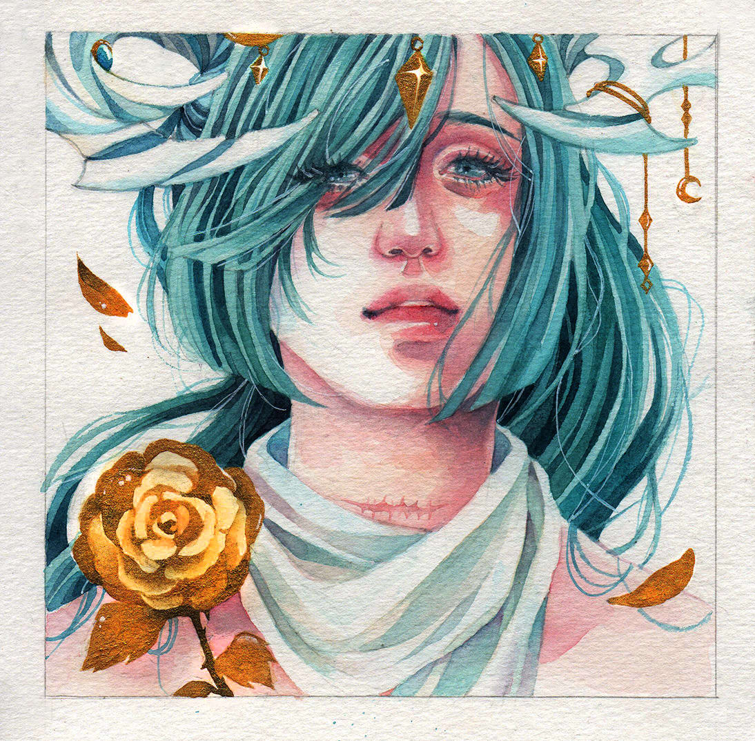 Do Watercolor Portraits In Semi Realistic And Anime Styles By