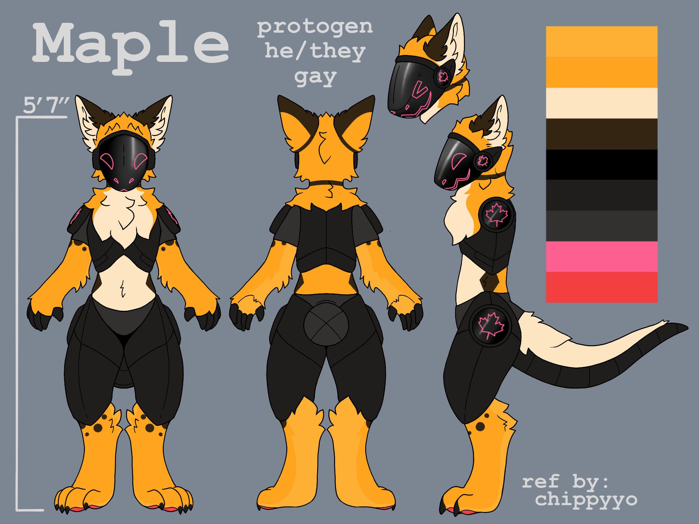 Draw custom protogen oc and furry fursona reference sheet by