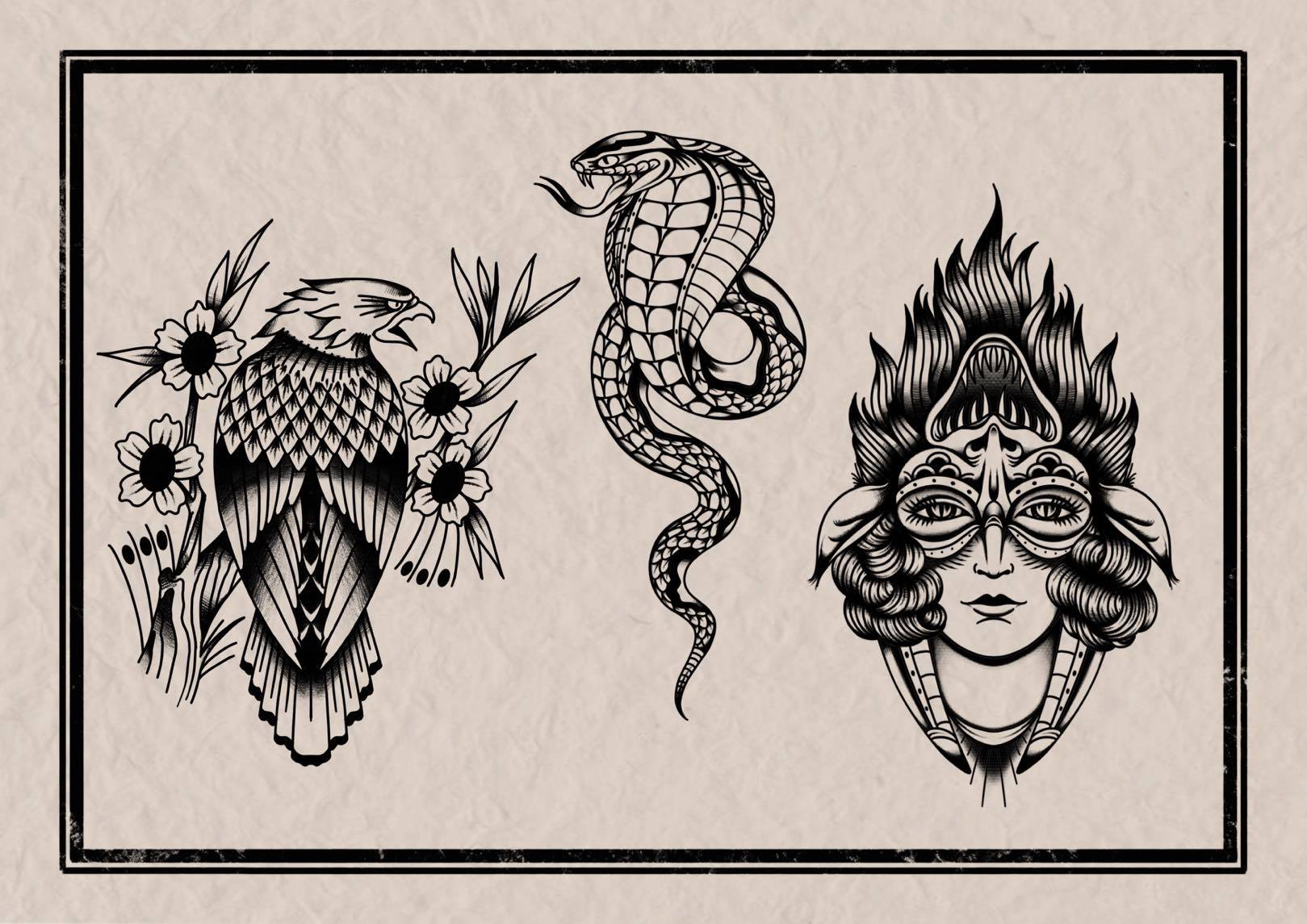 Draw weird custom traditional tattoos by Kastrel | Fiverr