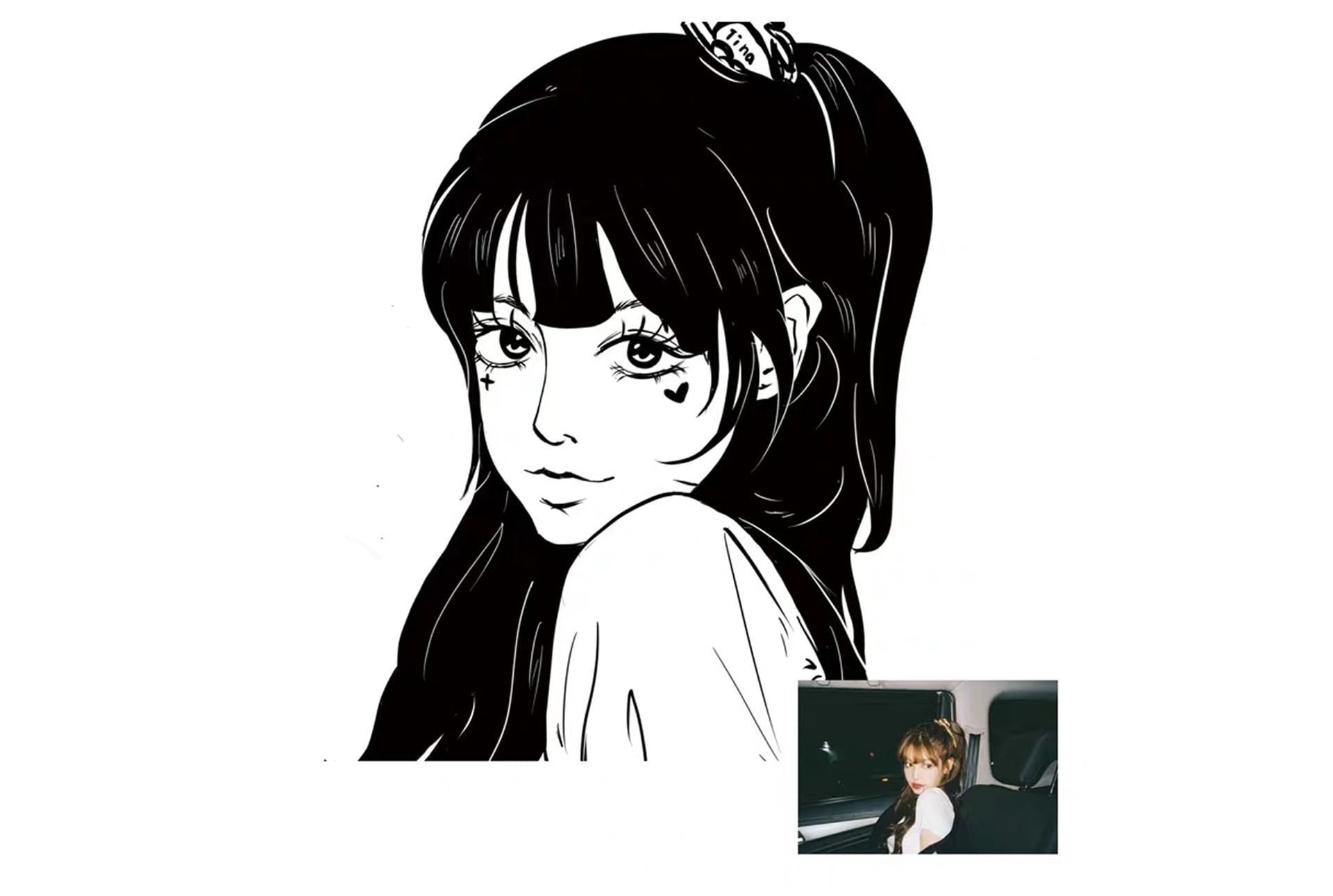 Anime avatar black and white 