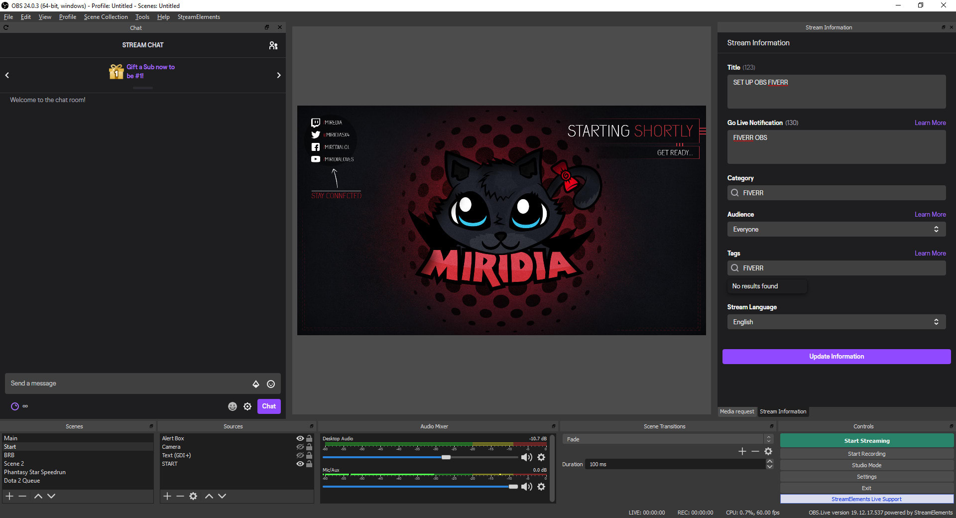 Help You Set Up Obs On Twitch Or Youtube By Miredia Fiverr
