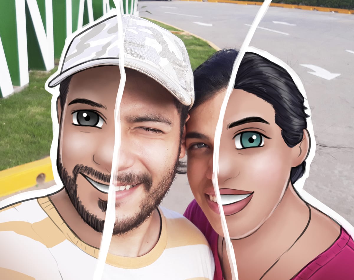 Make half of your face in cartoon by Patbanzer | Fiverr