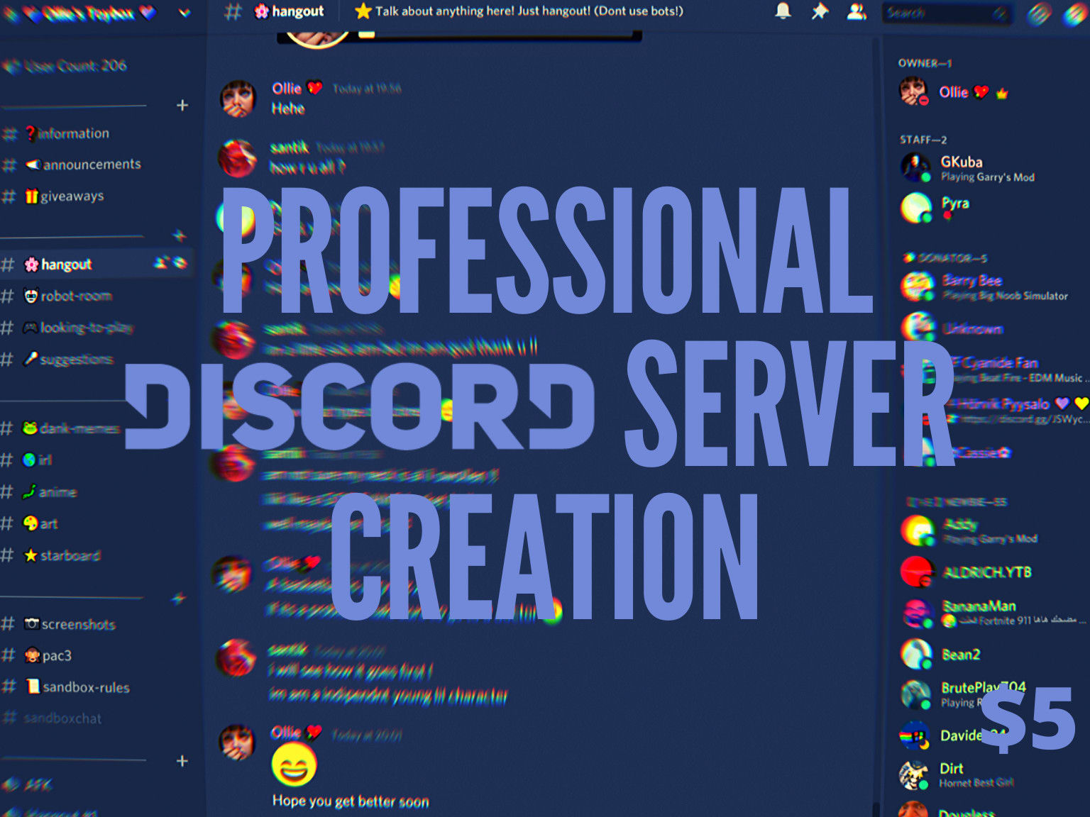 Create a discord server within hours by Fiverr