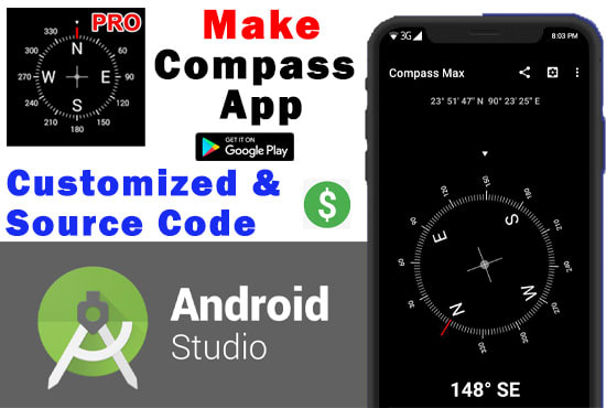 Make compass app pro and send source code for android studio by Mdnazmul964  | Fiverr