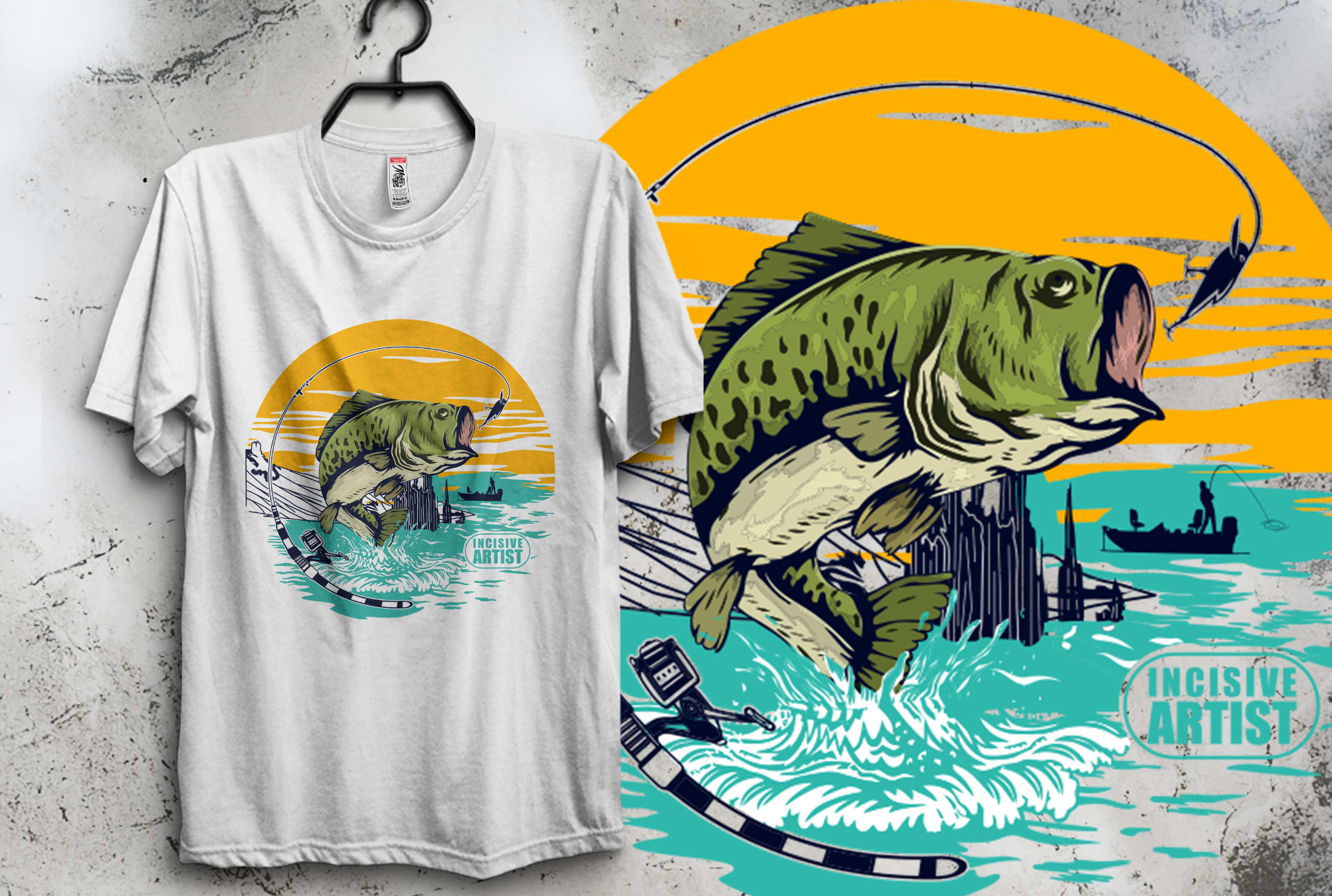 Design fishing and outdoor artwork illustration t shirt by Incisive_artist