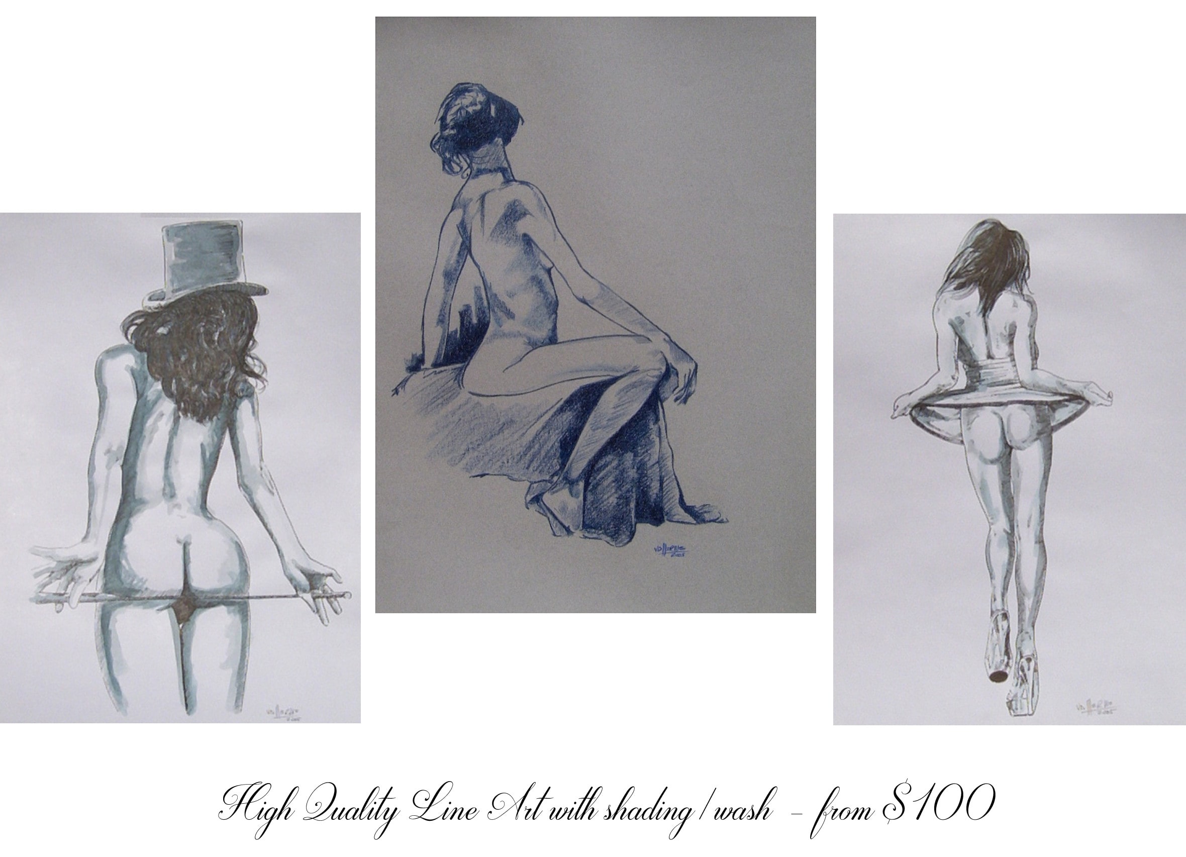 draw erotic yet tasteful nude artwork for you