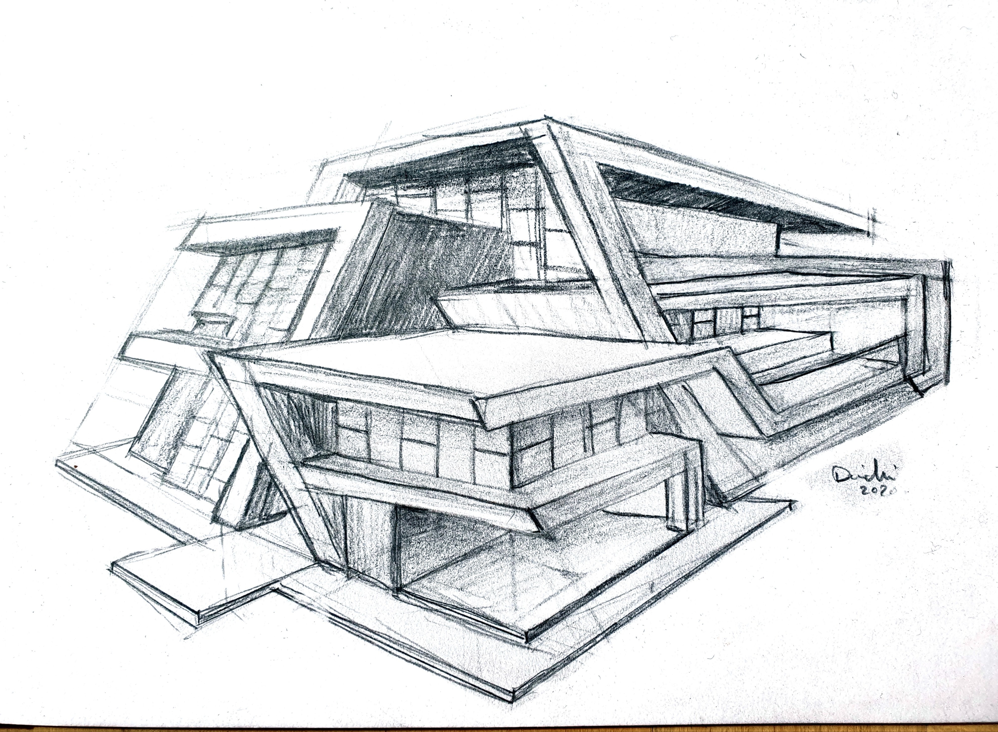 Architecture Building Sketch Stock Illustration - Download Image Now -  Drawing - Art Product, Gray Color, Illustration - iStock
